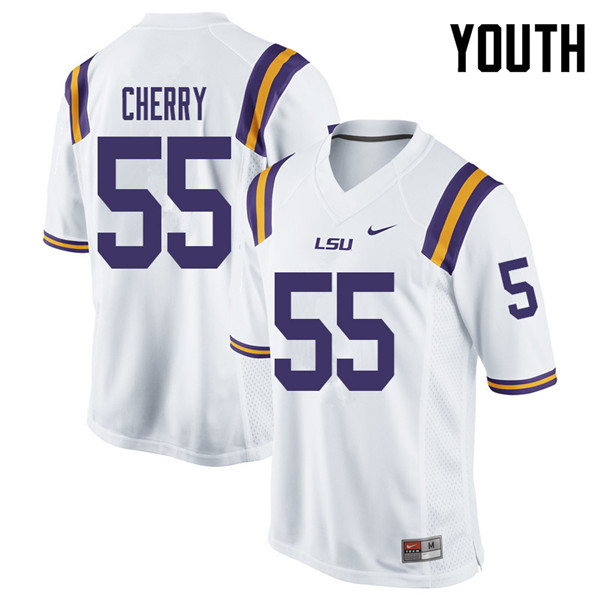 Youth #55 Jarell Cherry LSU Tigers College Football Jerseys Sale-White